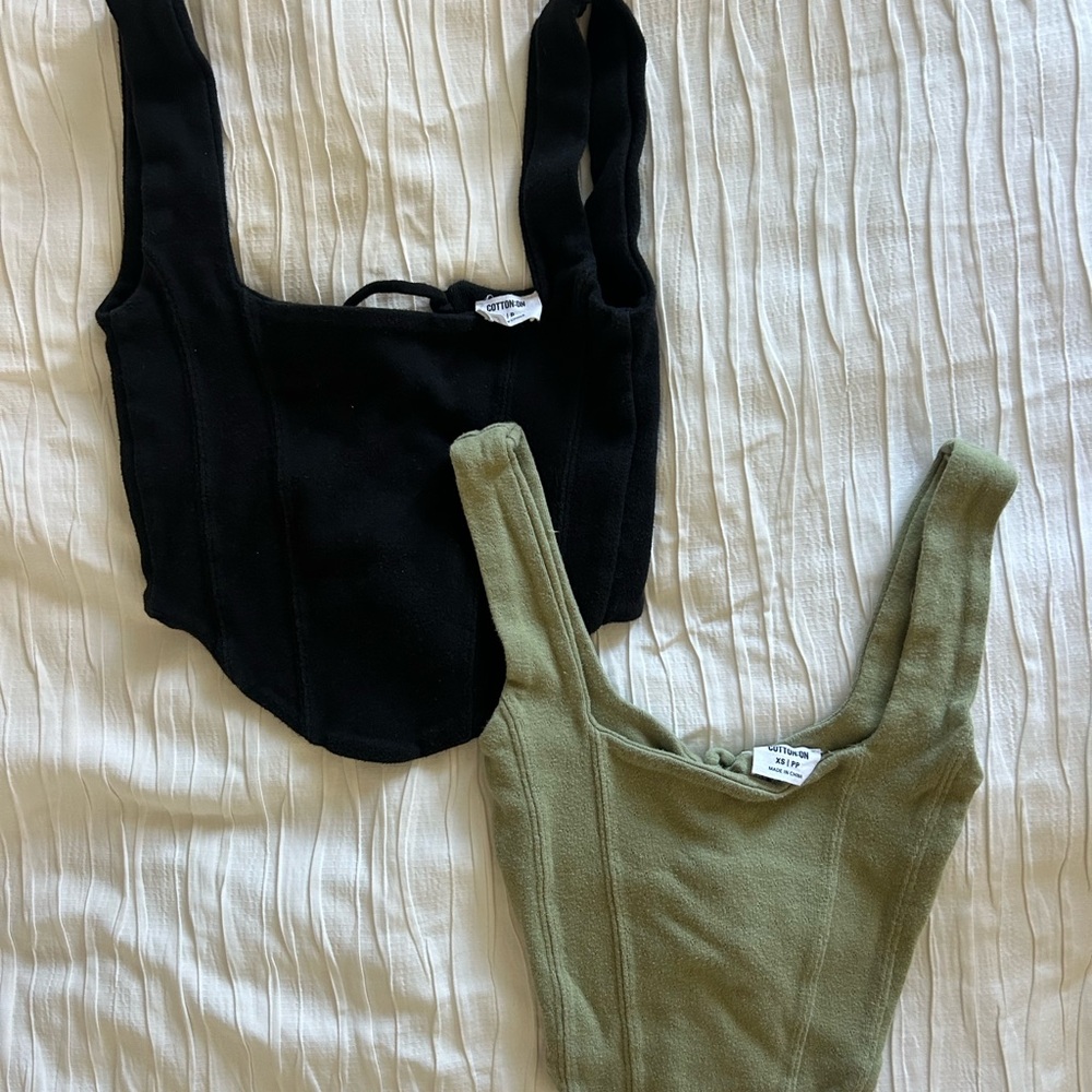 Cotton On Black and Olive Women Tops